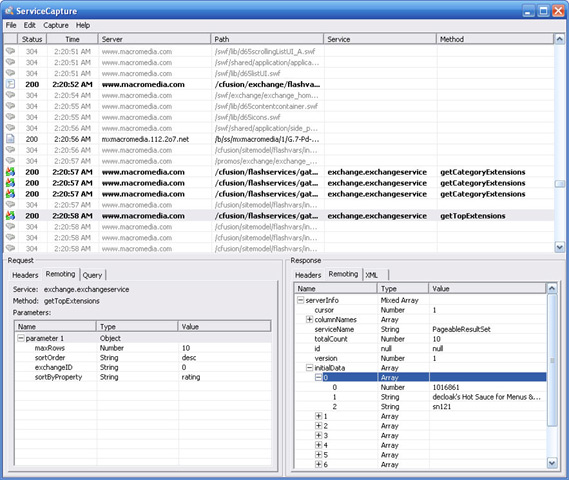 Screenshot of ServiceCapture 1.2.8